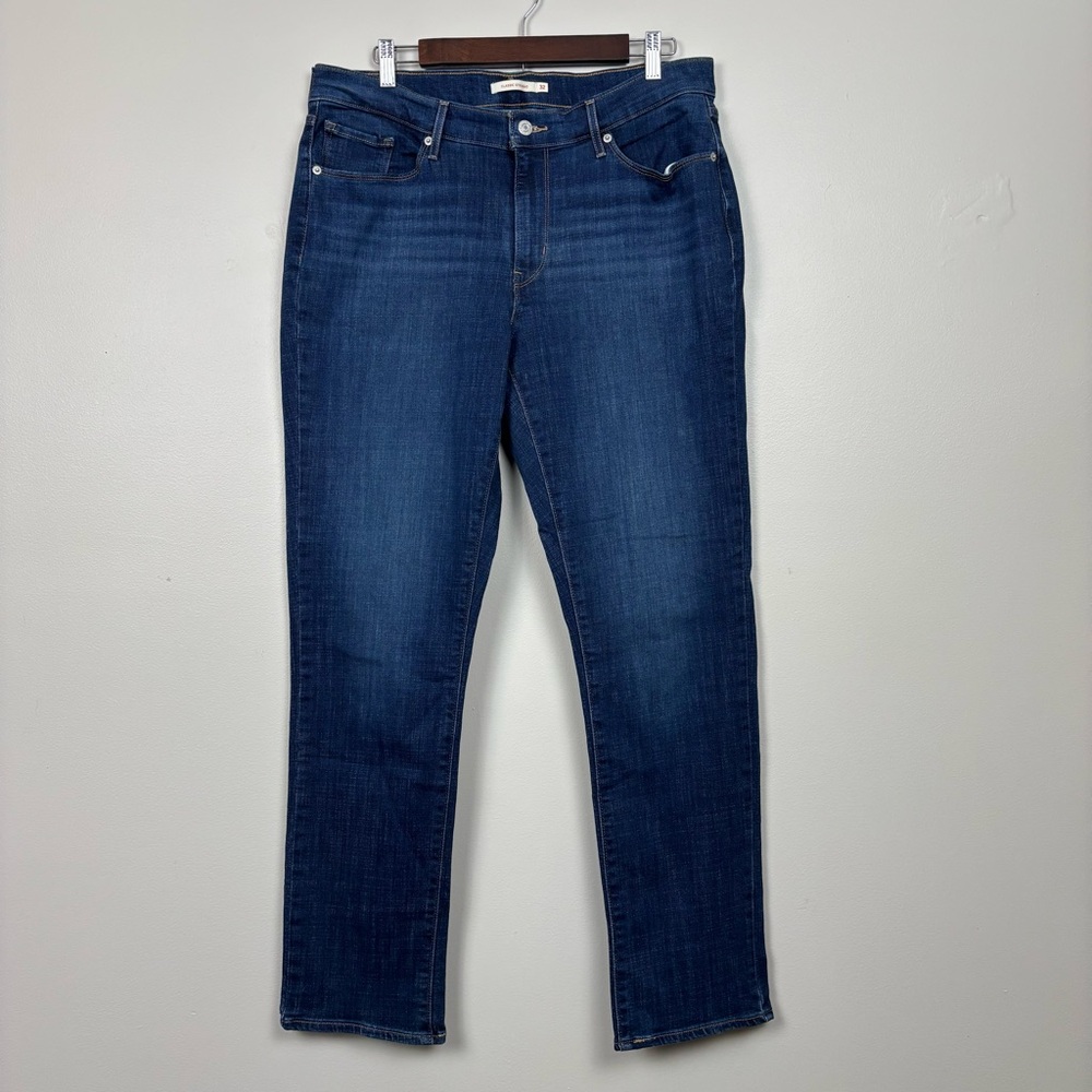 Levis Jeans Womens 32 Blue Classic Straight Whiskered Dark Wash 5 Pocket Denim